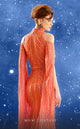 Fouad Sarkis Embroidered Mesh Gown with Cape Sleeves