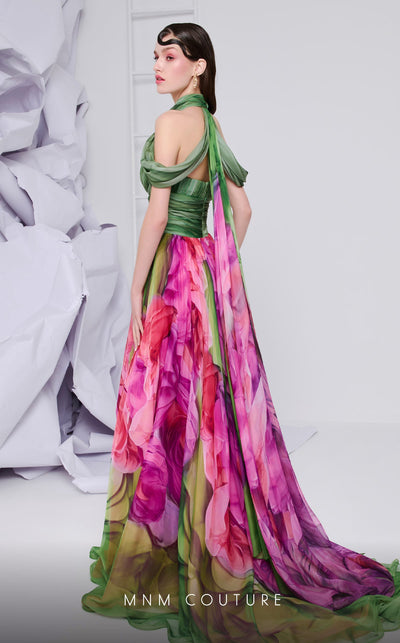 Fouad Sarkis Floral Halter Ball Gown