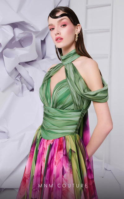 Fouad Sarkis Floral Halter Ball Gown