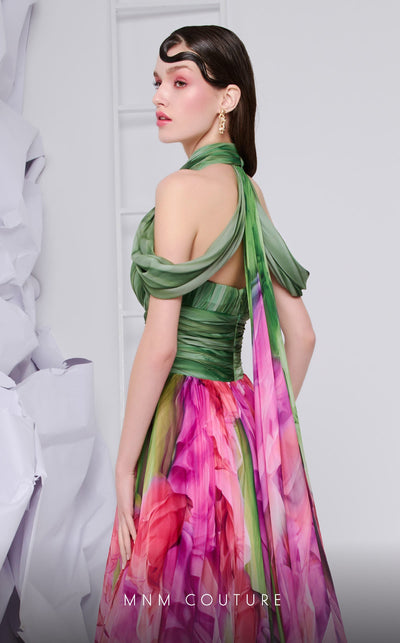 Fouad Sarkis Floral Halter Ball Gown