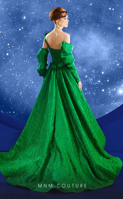 Fouad Sarkis F02877 One-Shoulder Green Gown