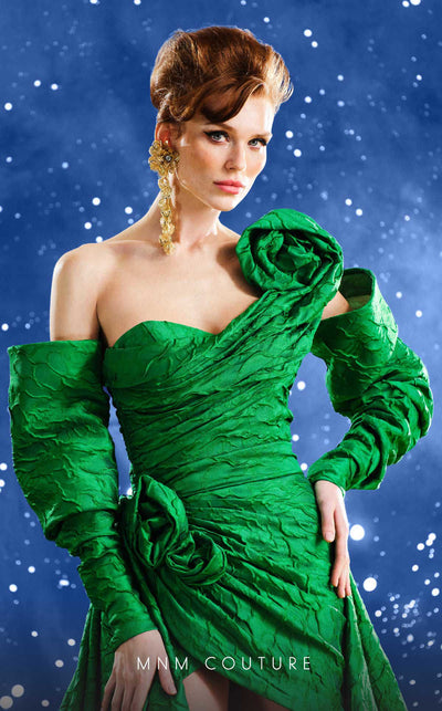 Fouad Sarkis F02877 One-Shoulder Green Gown