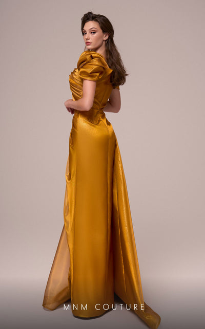 Fouad Sarkis F02884 Draped Off-Shoulder Gown