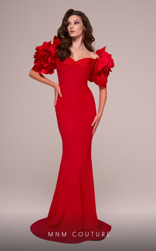 Fouad Sarkis F02886 Floral Sleeve Mermaid Gown