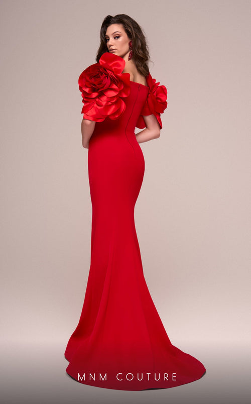 Fouad Sarkis F02886 Floral Sleeve Mermaid Gown
