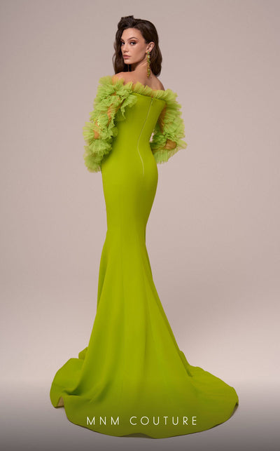 Fouad Sarkis F02891 Lime Evening Gown