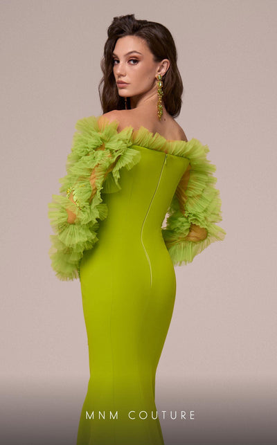Fouad Sarkis F02891 Lime Evening Gown