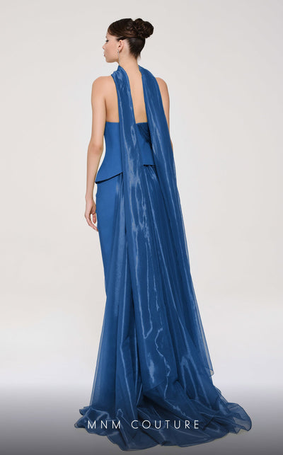 Fouad Sarkis F02894 Off-Shoulder Evening Gown with Scarf Detail