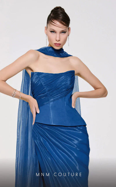 Fouad Sarkis F02894 Off-Shoulder Evening Gown with Scarf Detail