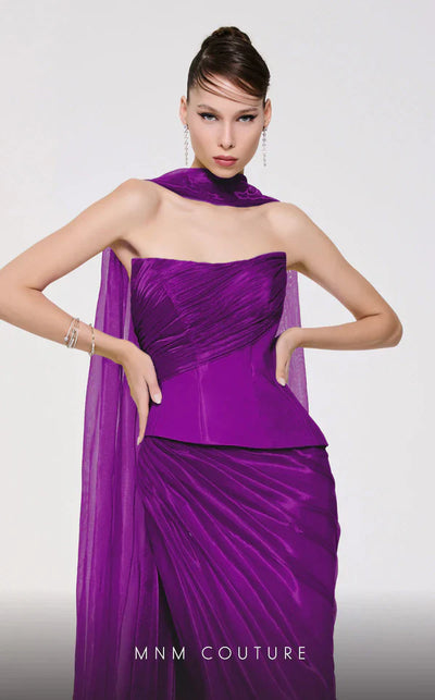 Fouad Sarkis F02894 Off-Shoulder Evening Gown with Scarf Detail