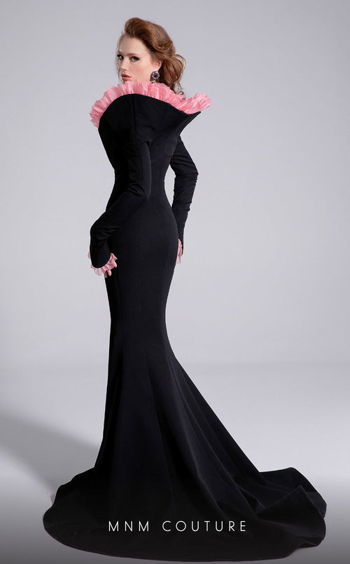 Fouad Sarkis F02905 Asymmetric Mermaid Gown with Organza Pleating