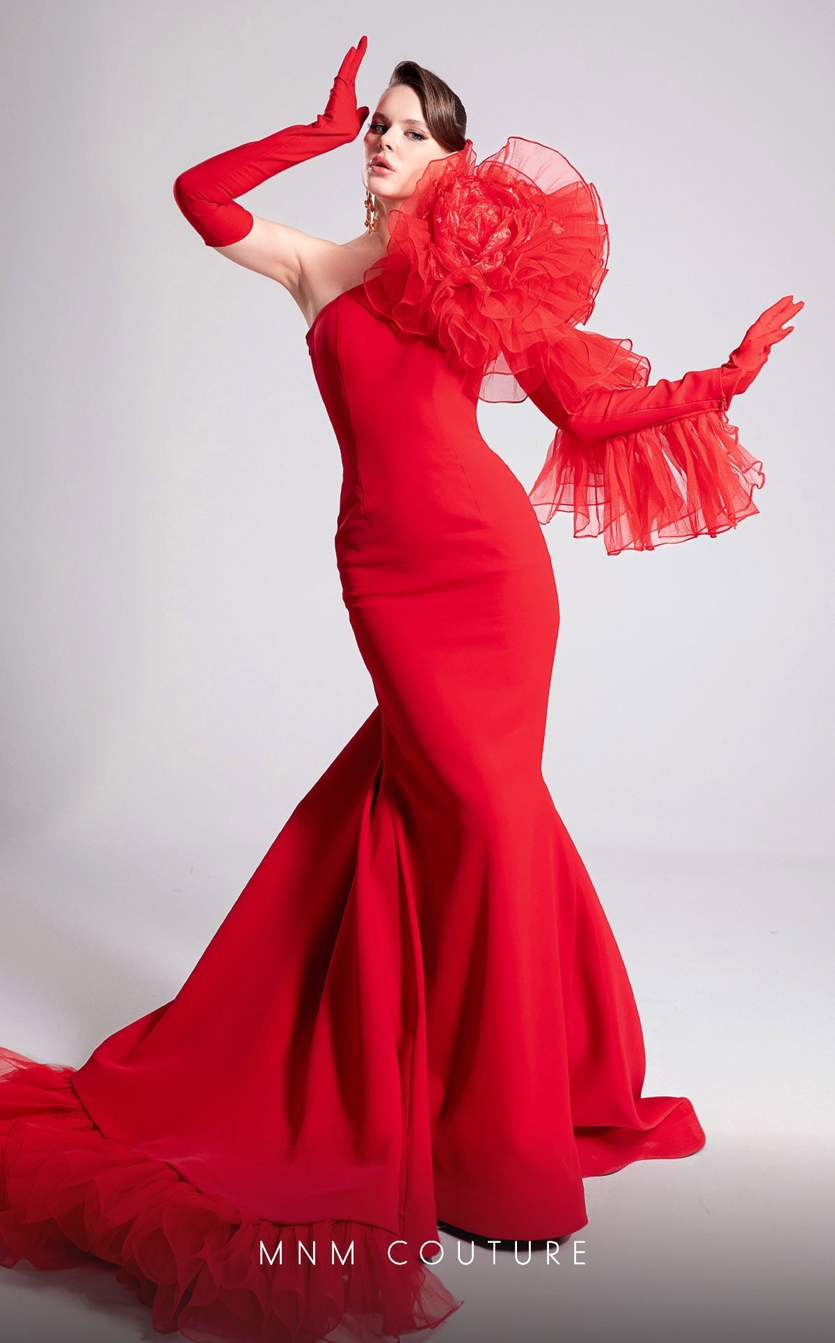 Fouad Sarkis F02906 One-Shoulder Evening Gown