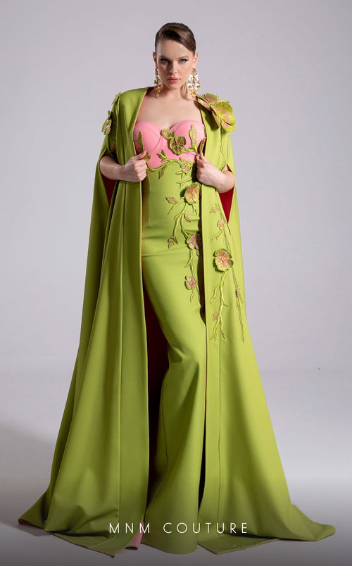 Fouad Sarkis F02917 Strapless Gown with Detachable Cape