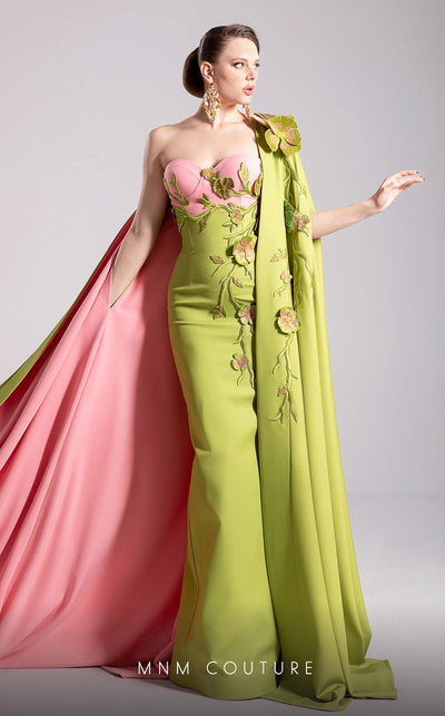 Fouad Sarkis F02917 Strapless Gown with Detachable Cape