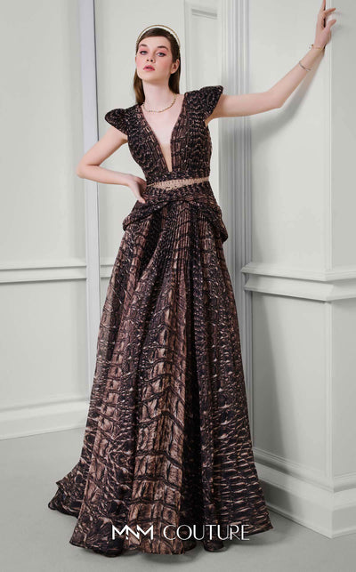 Fouad Sarkis F02922 Sleeveless V-Neck Open Back Gown