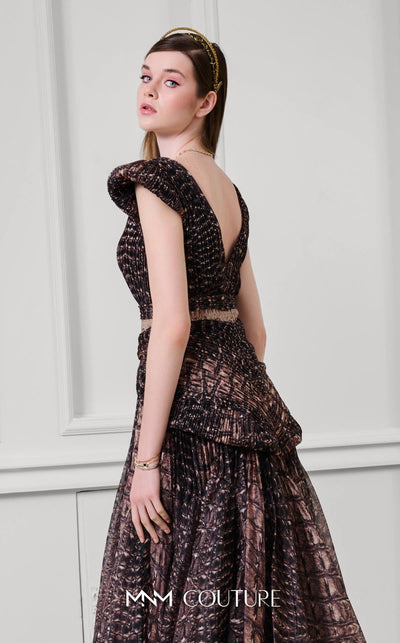 Fouad Sarkis F02922 Sleeveless V-Neck Open Back Gown