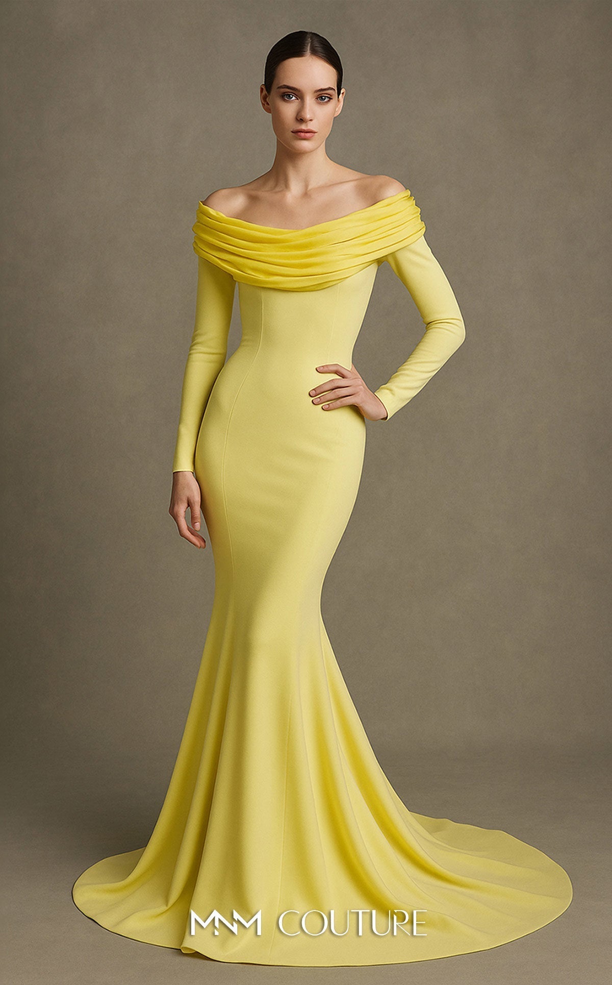Fouad Sarkis Off-Shoulder Mermaid Gown in Fuchsia