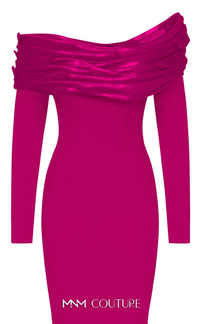 Fouad Sarkis Off-Shoulder Mermaid Gown in Fuchsia