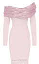 Fouad Sarkis Off-Shoulder Mermaid Gown in Fuchsia