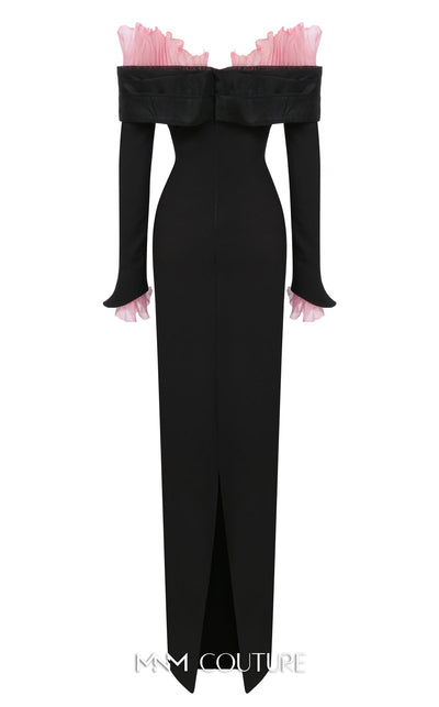 Fouad Sarkis F02941 Long Sleeve V-Neck Gown