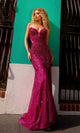 Vestido de fiesta Nox Anabel F1470 con lentejuelas, escote en V y sin tirantes