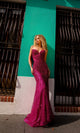 Vestido de fiesta Nox Anabel F1470 con lentejuelas, escote en V y sin tirantes