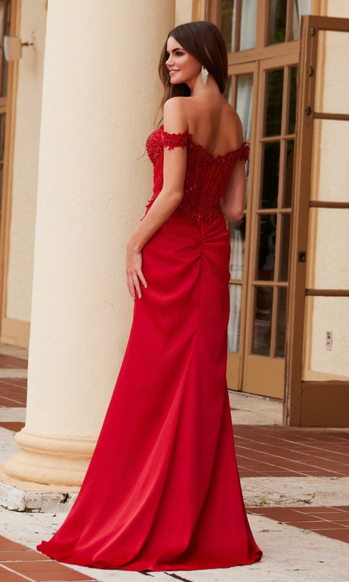 Nox Anabel F1572 Elegant Beaded-Corset Long Prom Dress