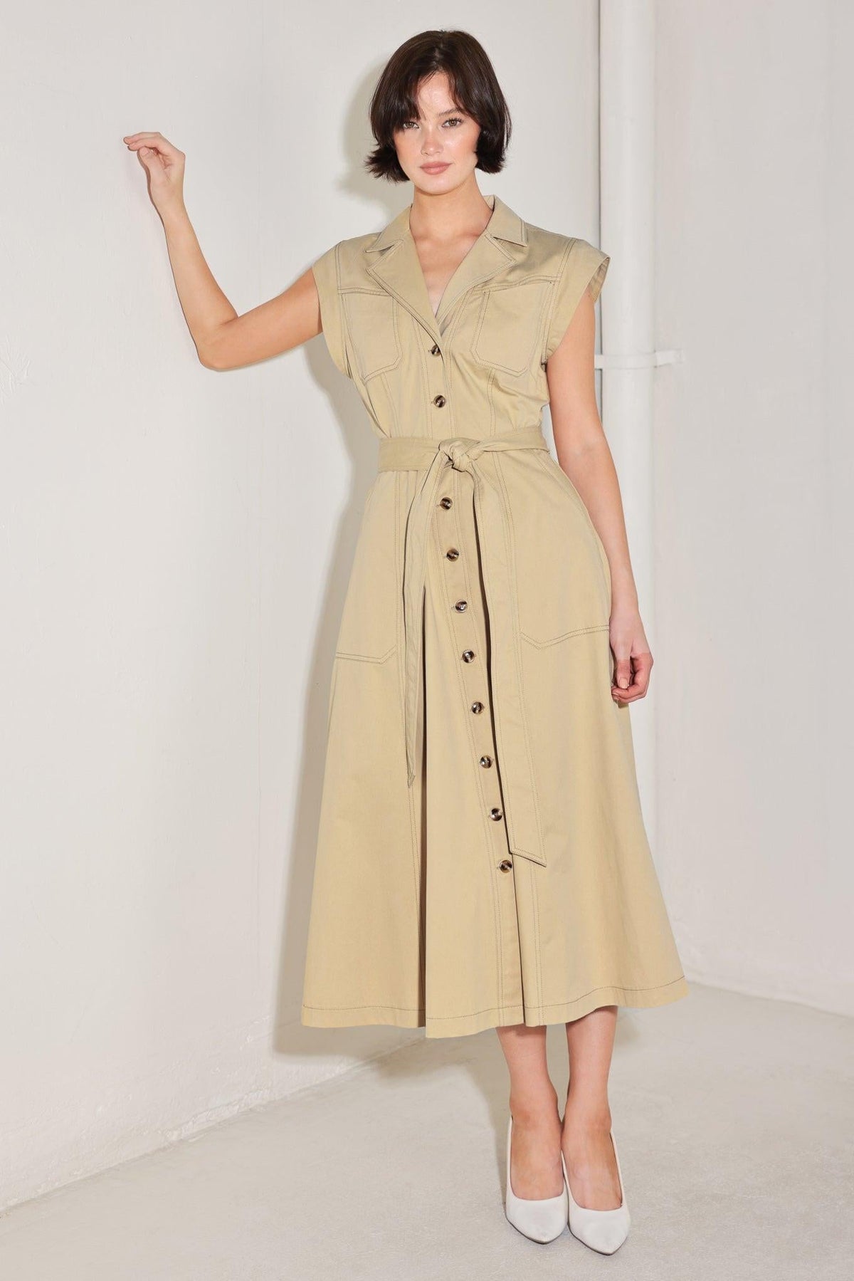 Flying Tomato KHAKI DRESSES