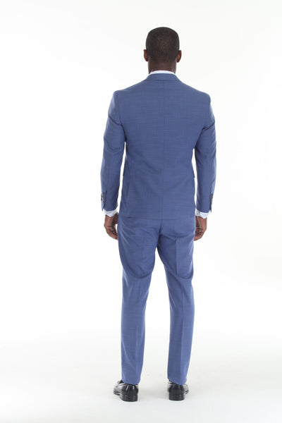Blue Men's 3-Piece Suit: Notch Lapel Jacket, Double-Breasted Vest & Pants, Active 2-Way Stretch Fabric