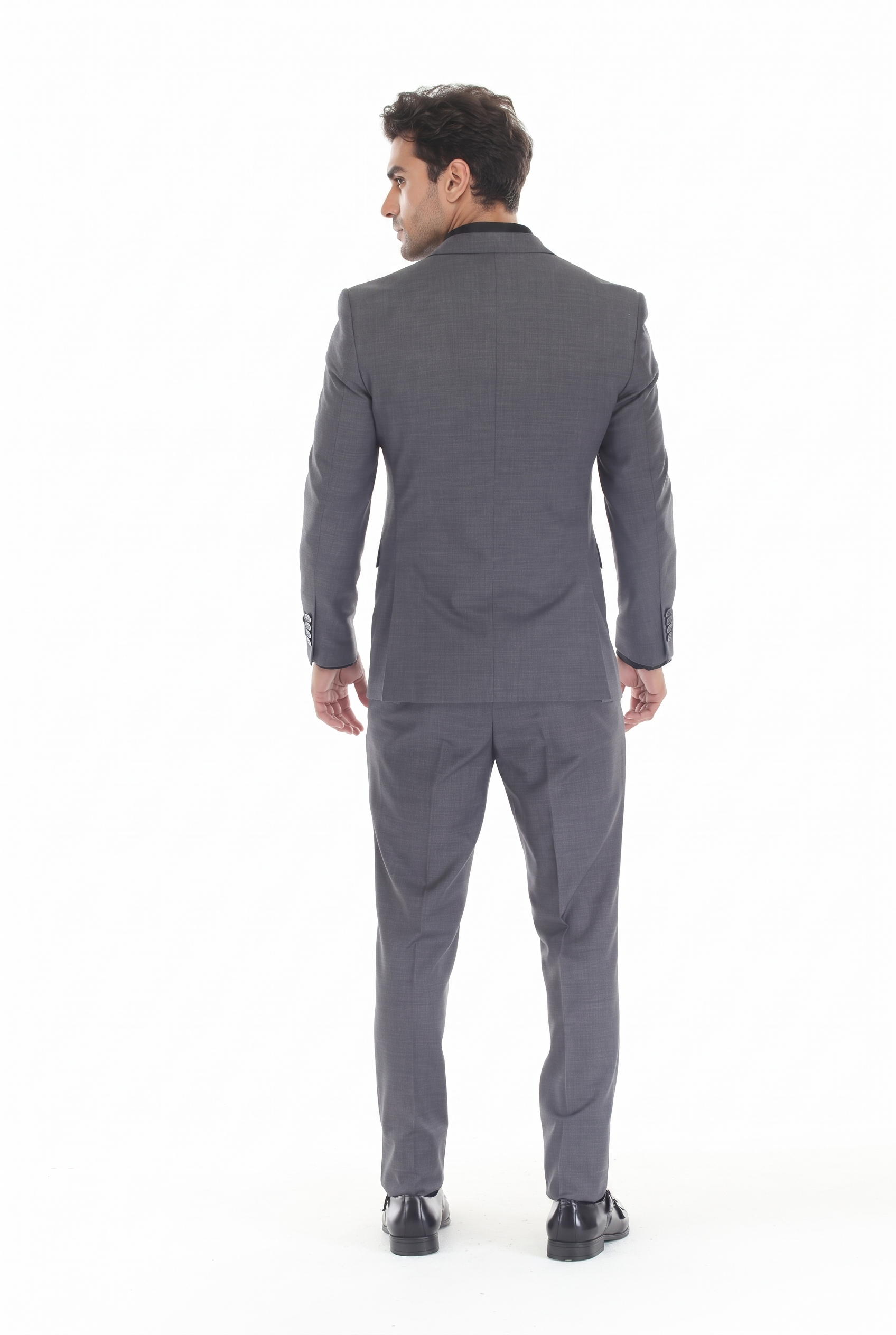 Gray Men's 3-Piece Suit: Notch Lapel Jacket, Double-Breasted Vest & Pants, Active 2-Way Stretch Fabric