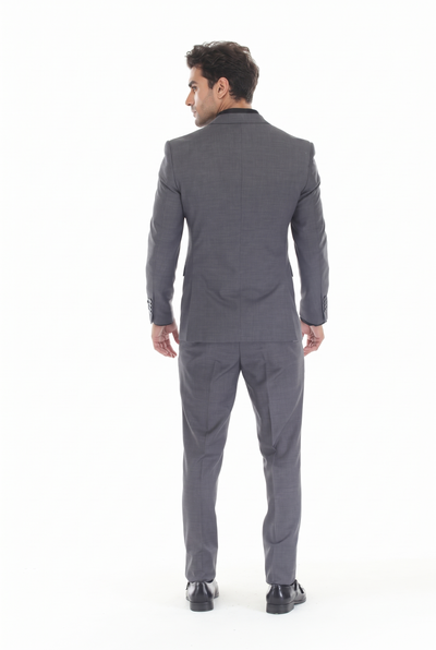 Gray Men's 3-Piece Suit: Notch Lapel Jacket, Double-Breasted Vest & Pants, Active 2-Way Stretch Fabric
