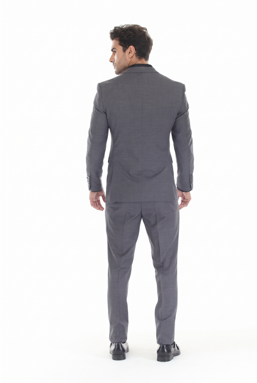 Gray Men's 3-Piece Suit: Notch Lapel Jacket, Double-Breasted Vest & Pants, Active 2-Way Stretch Fabric
