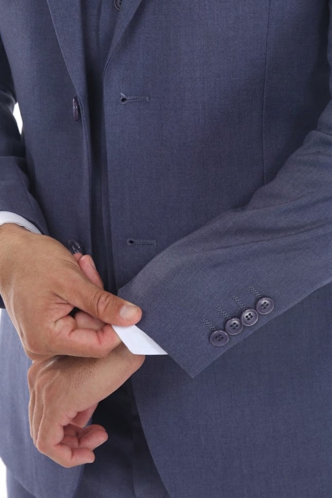Three-Piece Slim Fit Suit with Notch Lapel Jacket and Double-Breasted Vest in 2-Way Stretch Fabric