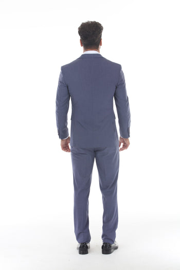 Three-Piece Slim Fit Suit with Notch Lapel Jacket and Double-Breasted Vest in 2-Way Stretch Fabric