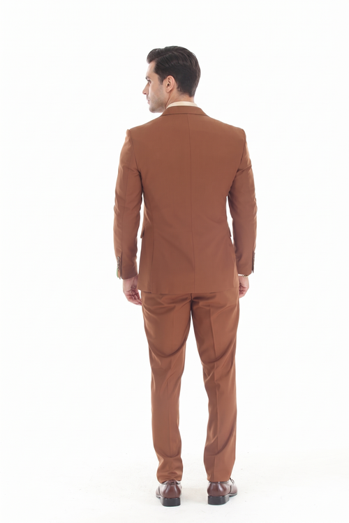Men's 3-Piece Slim Fit Suit with Notch Lapel Blazer and Double-Breasted Vest in Stretch Fabric