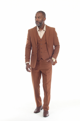 Men's 3-Piece Slim Fit Suit with Notch Lapel Blazer and Double-Breasted Vest in Stretch Fabric
