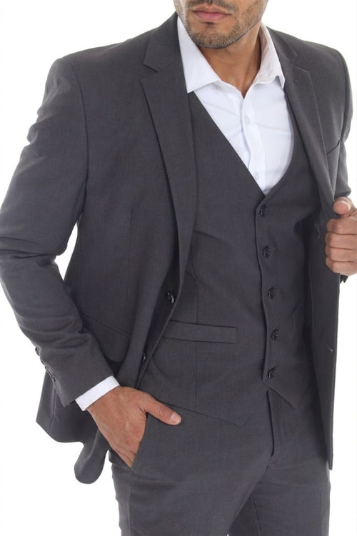 Men's 3-Piece Slim Fit Suit Notch Lapel Blazer and Active 2-Way Stretch Fabric for Formal WearMen's 3-Piece Slim Fit Suit Notch Lapel Blazer and Active 2-Way Stretch Fabric for Formal Wear