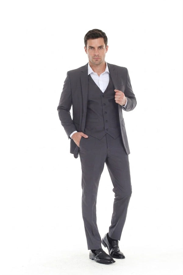 Men's 3-Piece Slim Fit Suit Notch Lapel Blazer and Active 2-Way Stretch Fabric for Formal WearMen's 3-Piece Slim Fit Suit Notch Lapel Blazer and Active 2-Way Stretch Fabric for Formal Wear