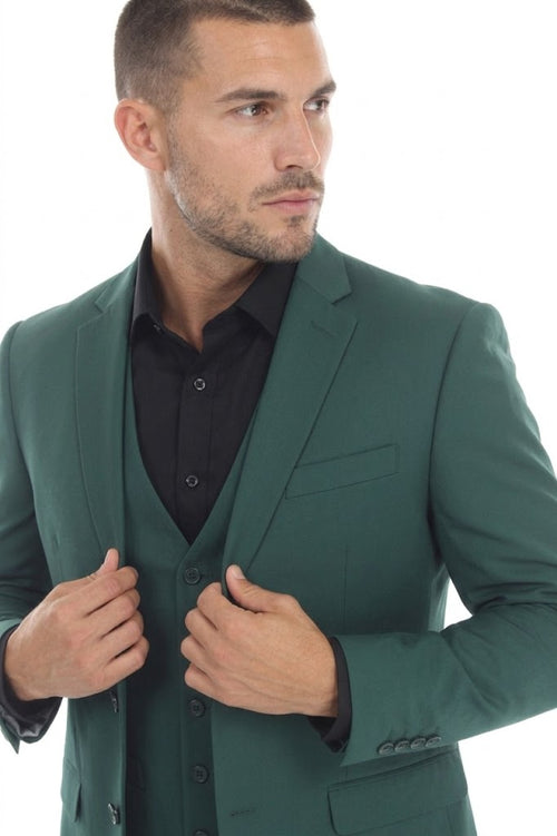 3-Piece Men's Suit with Notch Lapel Blazer, Double-Breasted Vest, and Active 2-Way Stretch Fabric