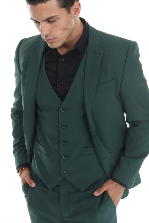 3-Piece Men's Suit with Notch Lapel Blazer, Double-Breasted Vest, and Active 2-Way Stretch Fabric