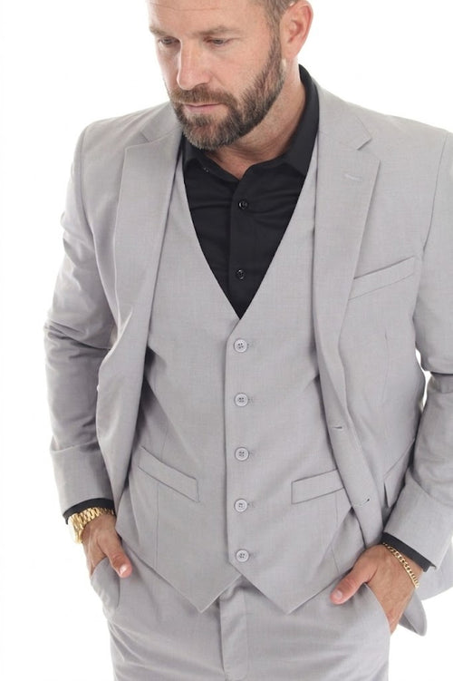 Men's 3-Piece Slim Fit Suit with Notch Lapel Blazer and Double Breast Vest in 2-Way Stretch Fabric