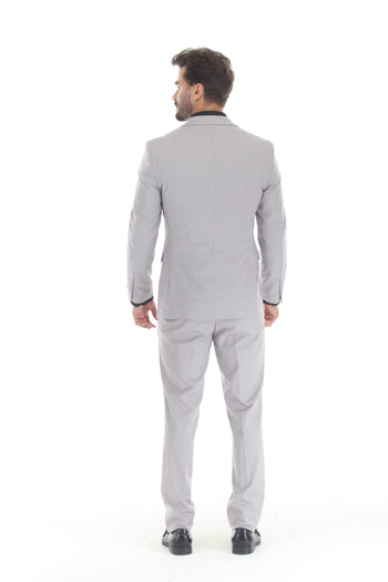 Men's 3-Piece Slim Fit Suit with Notch Lapel Blazer and Double Breast Vest in 2-Way Stretch Fabric