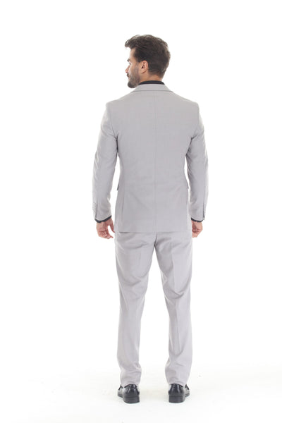 Men's 3-Piece Slim Fit Suit with Notch Lapel Blazer and Double Breast Vest in 2-Way Stretch Fabric