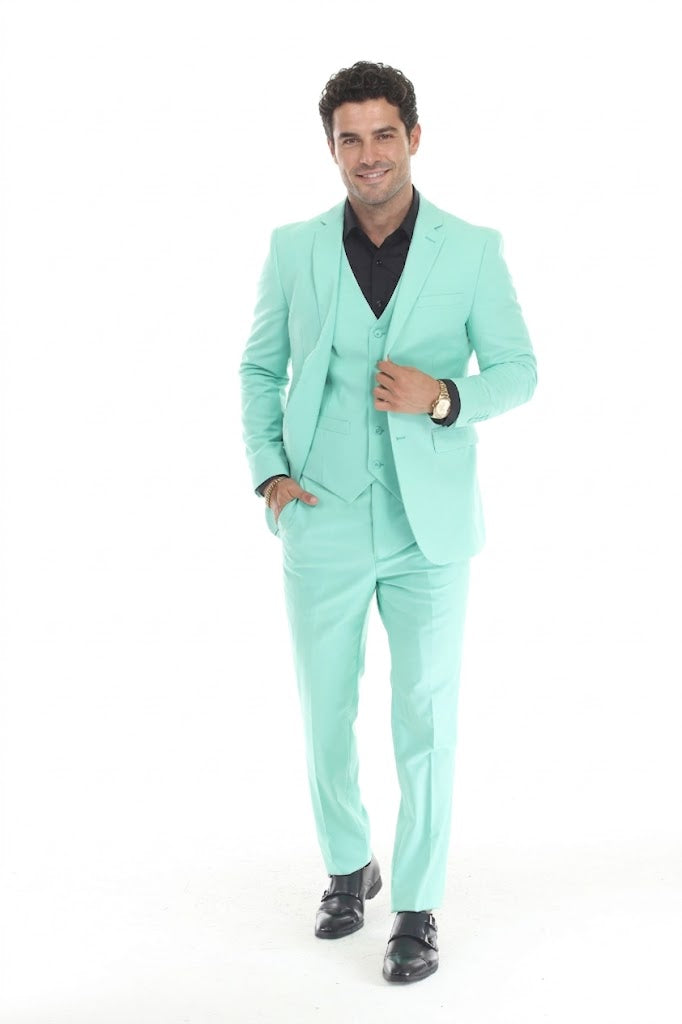 3-Piece Men's Suit with Notch Lapel Blazer, Double-Breasted Vest, and 2-Way Stretch Fabric