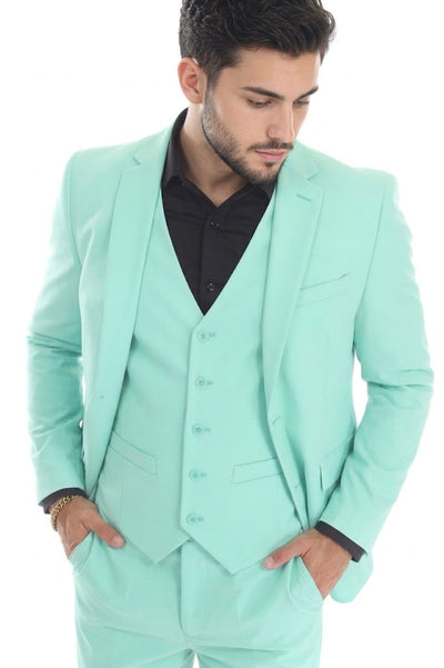 3-Piece Men's Suit with Notch Lapel Blazer, Double-Breasted Vest, and 2-Way Stretch Fabric