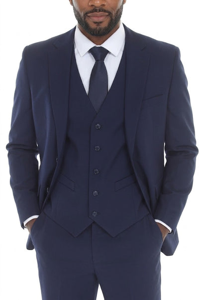 3-Piece Slim Fit Suit with Notch Lapel Jacket and Double-Breasted Vest in 2-Way Stretch Fabric