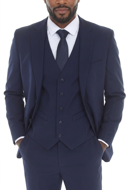3-Piece Slim Fit Suit with Notch Lapel Jacket and Double-Breasted Vest in 2-Way Stretch Fabric