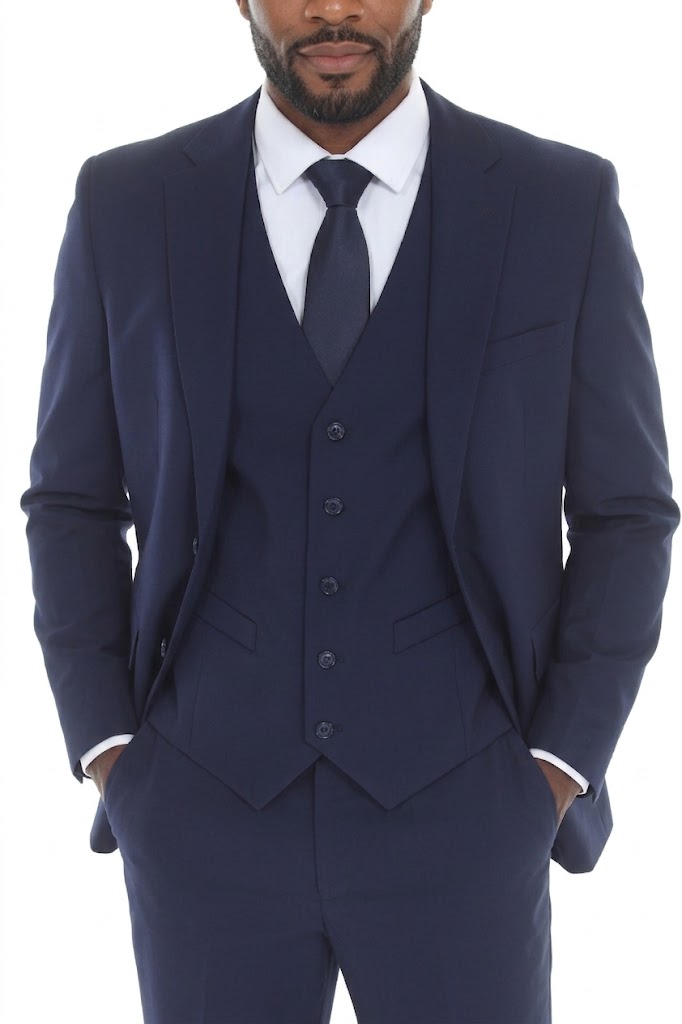 3-Piece Slim Fit Suit with Notch Lapel Jacket and Double-Breasted Vest in 2-Way Stretch Fabric