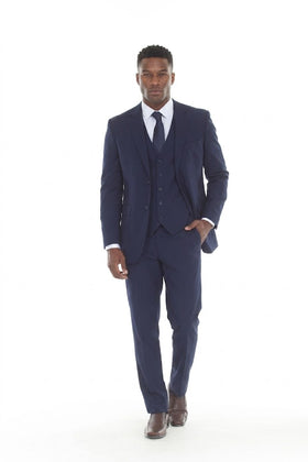 3-Piece Slim Fit Suit with Notch Lapel Jacket and Double-Breasted Vest in 2-Way Stretch Fabric