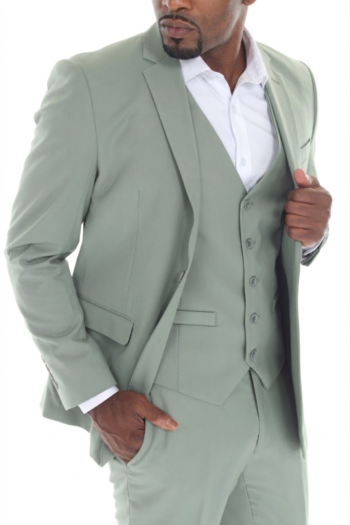 Men's 3-Piece Slim Fit Suit with Notch Lapel Blazer and Double-Breasted Vest for Formal Events
